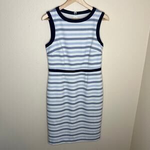 Hobbs London White Blue Stripe Marianna Midi Dress 6